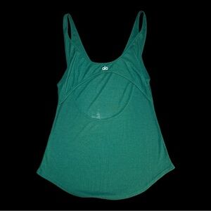 ALO Open back Yoga Women's Green Tank Top Sz NST